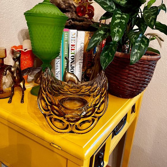 Vintage LE Smith Amber Moon & Stars Large Banana, Fruit Bowl - Picture 3 of 5